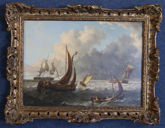 Charles Martin Powell (1775-1824) Dutch barges and a frigate off the coast 10.5 x 14.75in.